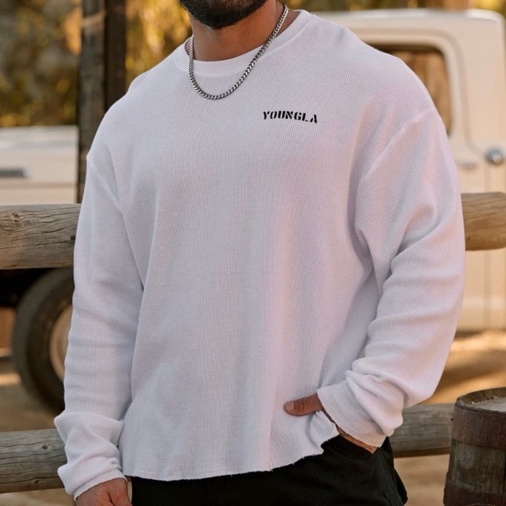 YoungLA Classic Thermal Shirt Men’s White Long-Sleeve X-Large NEW